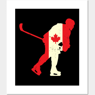 Canadian Maple Leaf Ice Hockey Player Posters and Art